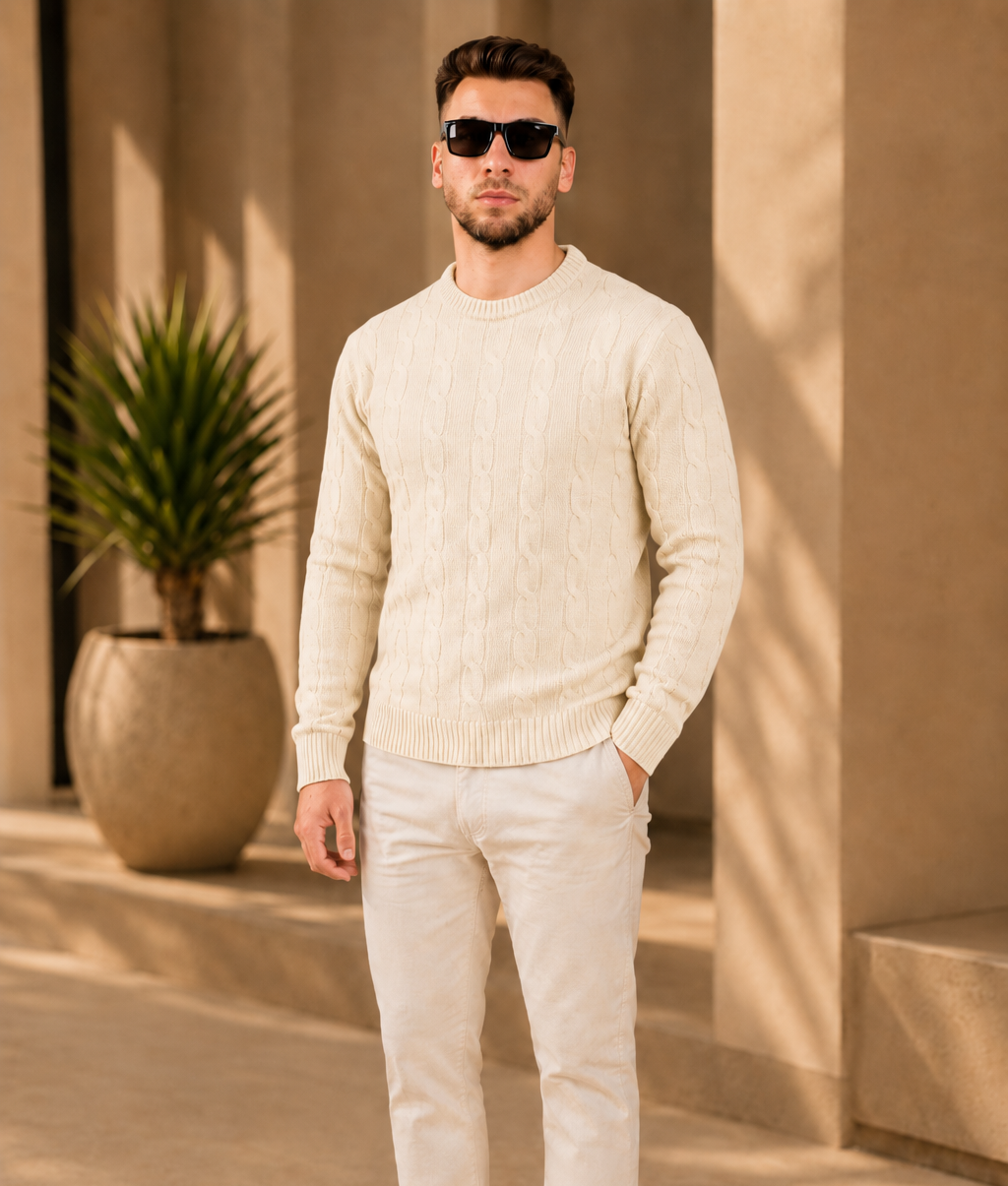 Trama Cable-Knit Crewneck