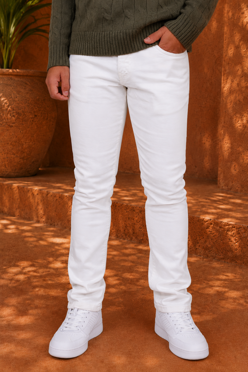 Cal White Twill Trousers
