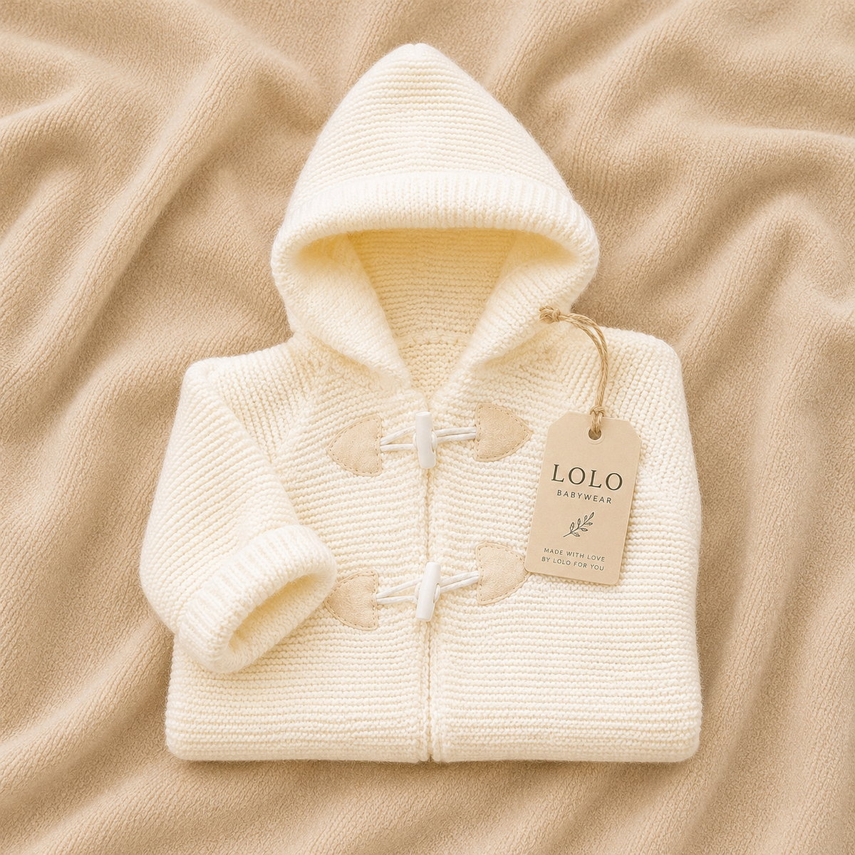 Odeceixe Hooded Baby Cardigan — Ivory – view 3