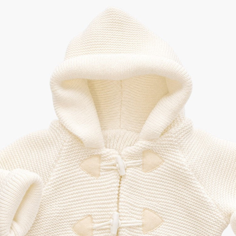 Odeceixe Hooded Baby Cardigan — Ivory – view 2