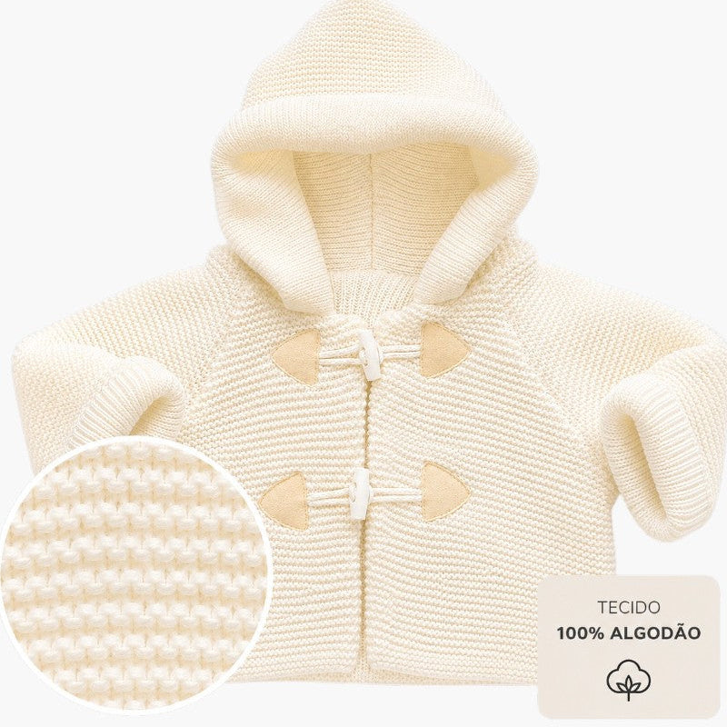 Odeceixe Hooded Baby Cardigan — Ivory – view 4