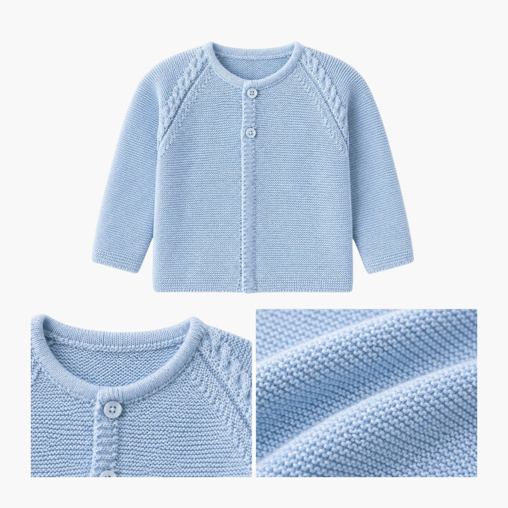 Burgau Cotton Baby Cardigan — Baby Blue – view 3