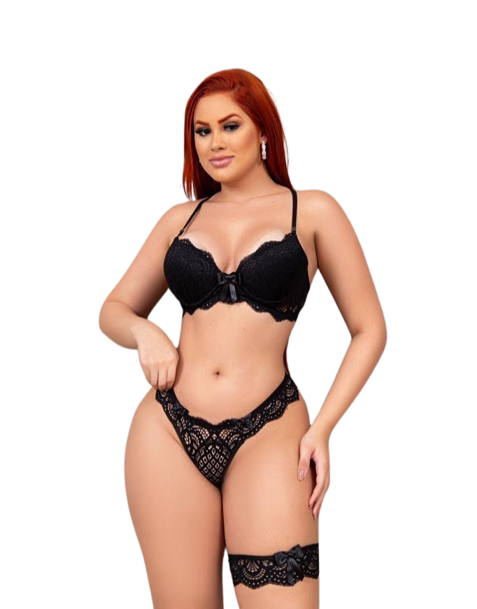 Marinha Lace Set with Garter