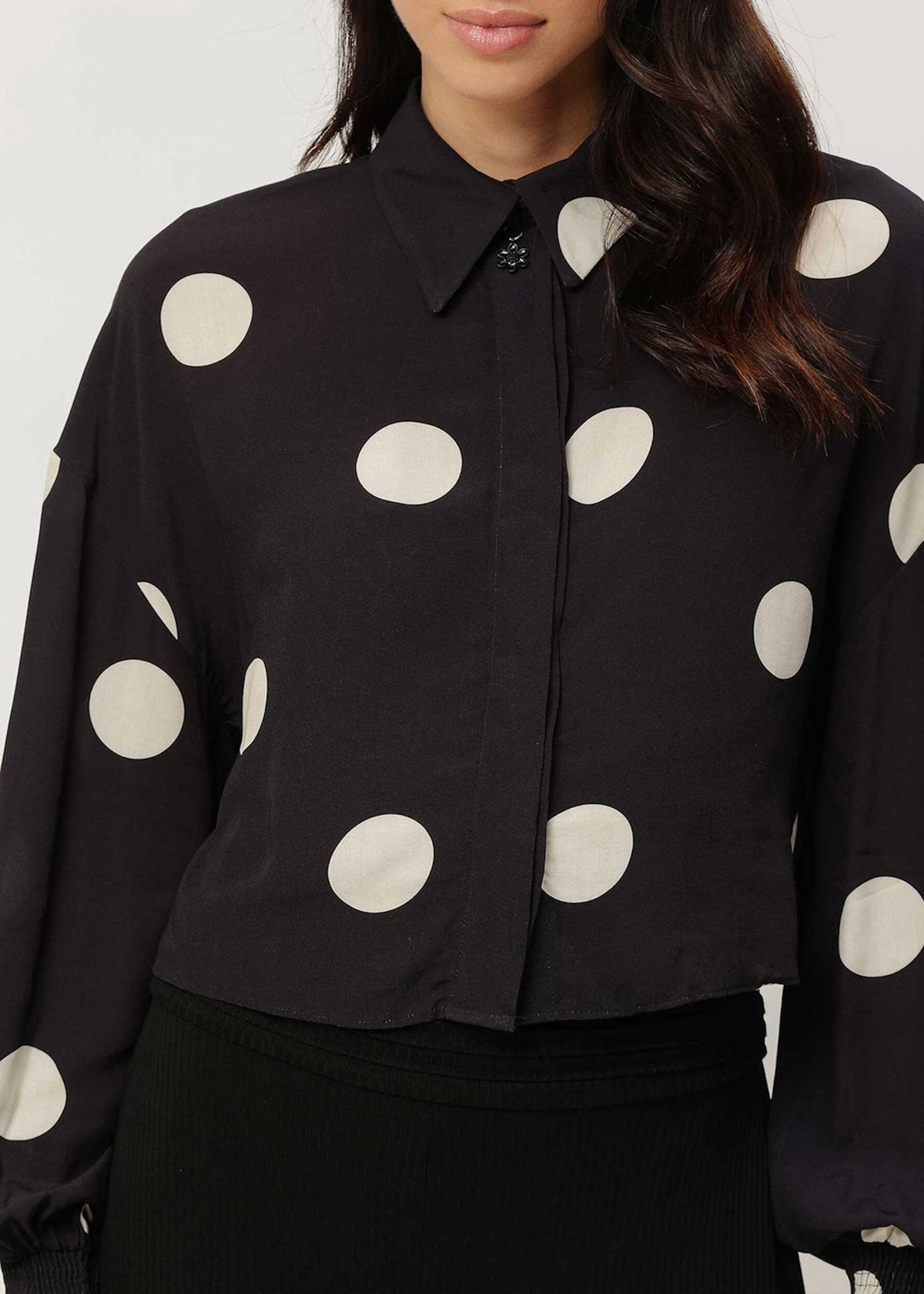 Olhão Polka-Dot Shirt — Black – view 3