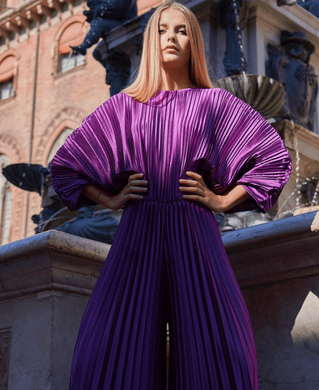 Benagil Pleated Jumpsuit — Purple by JOLOVERS