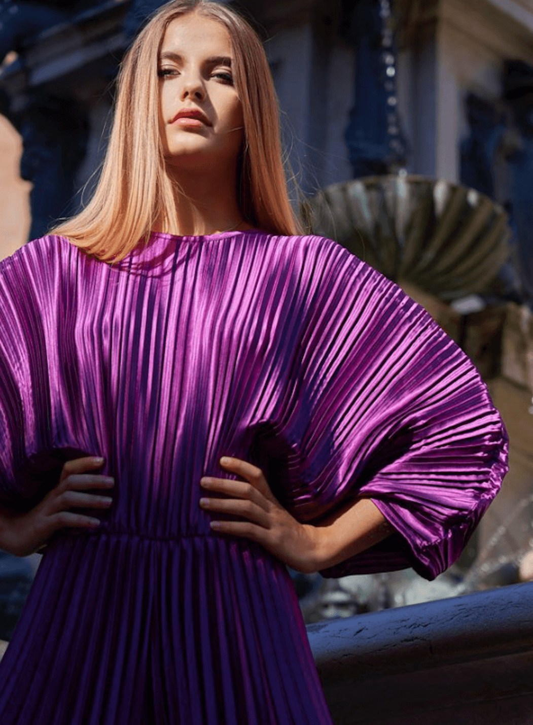 Benagil Pleated Jumpsuit — Purple – view 2