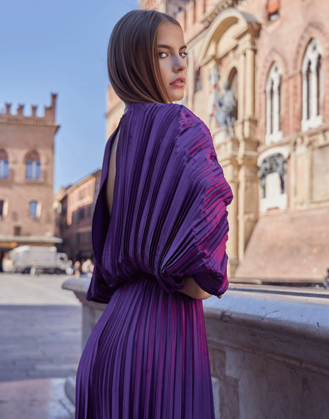 Benagil Pleated Jumpsuit — Purple – view 3