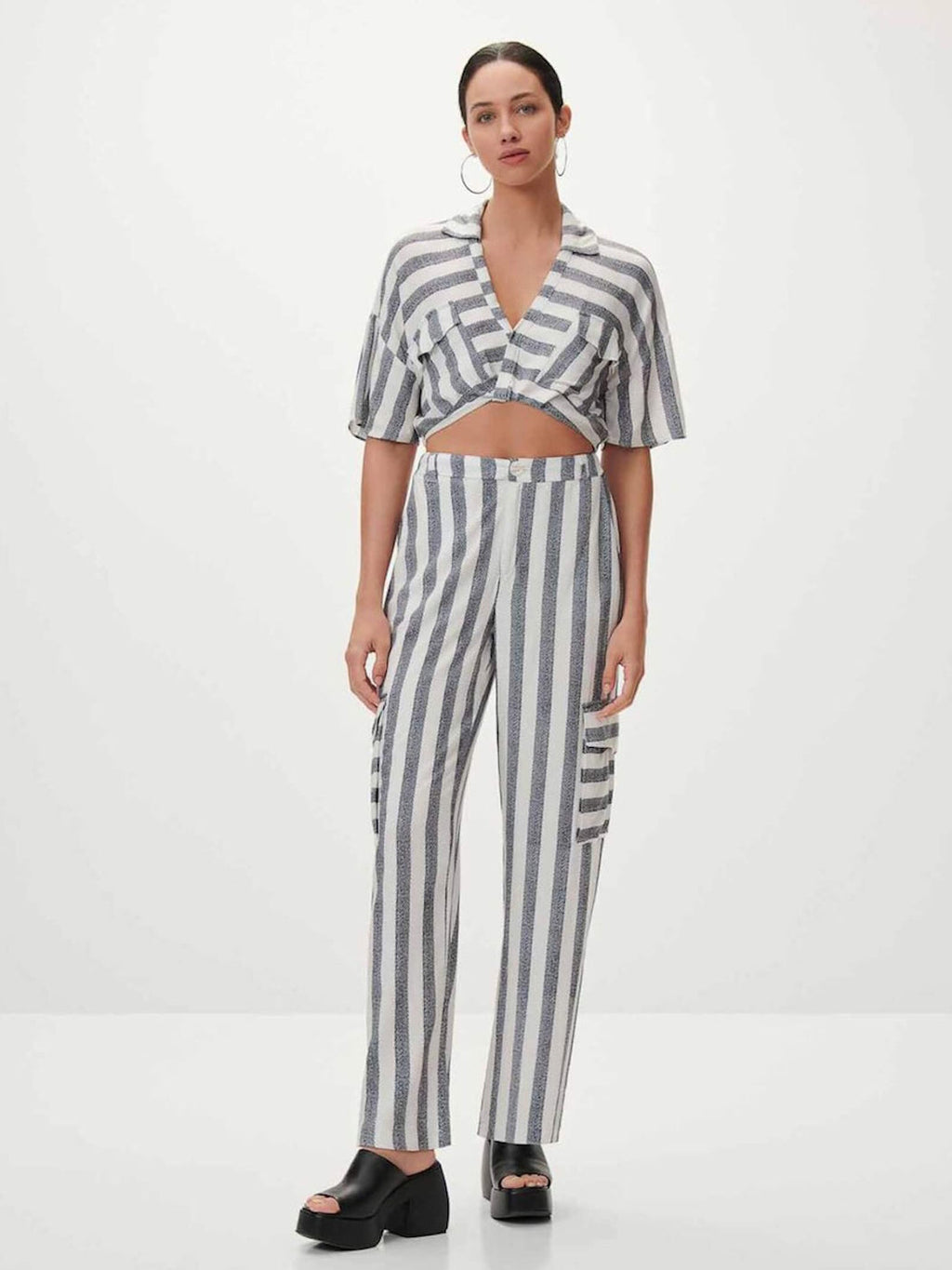 Ria Striped Crop Shirt