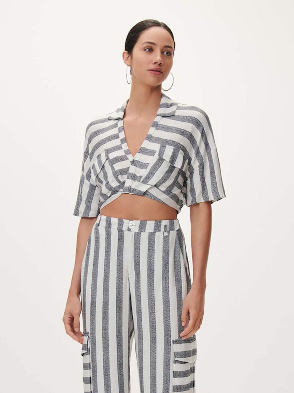 Ria Striped Crop Shirt