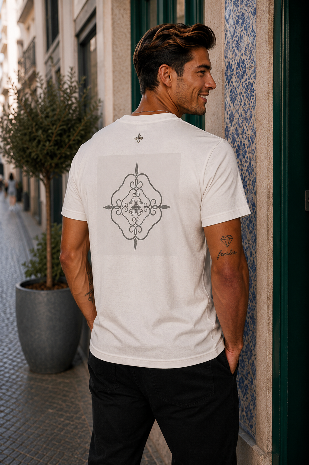 Luso Tile Back-Print Tee — Off-White – view 3