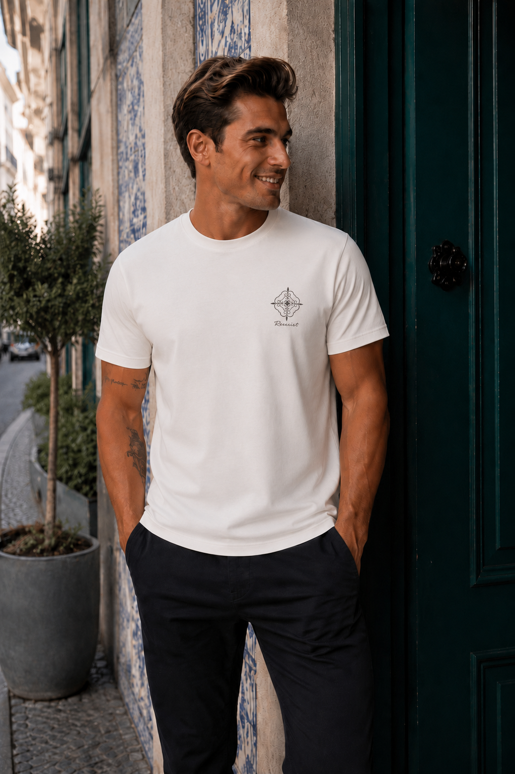 Luso Tile Back-Print Tee — Off-White – view 4