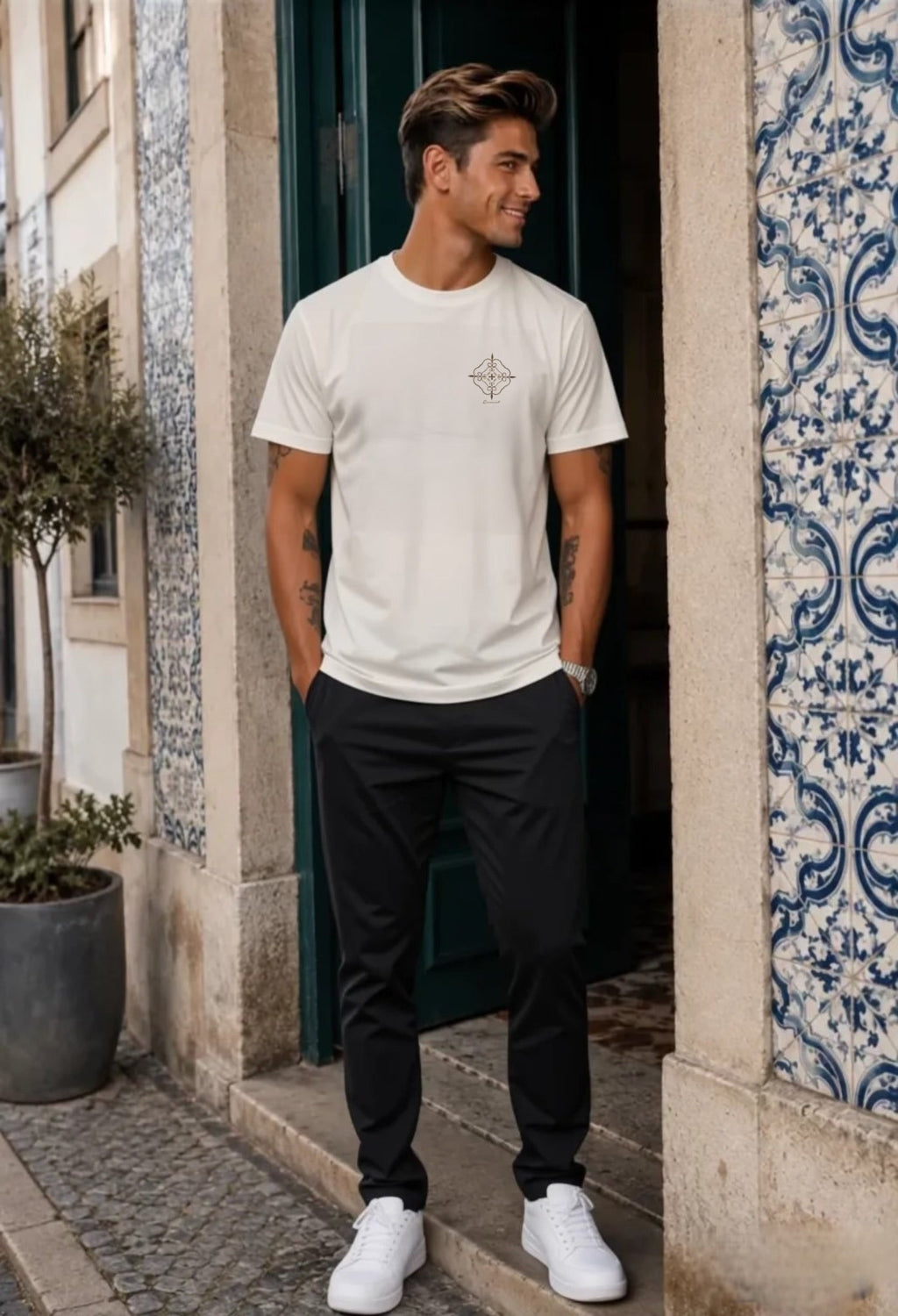 Luso Tile Back-Print Tee — Off-White – view 5