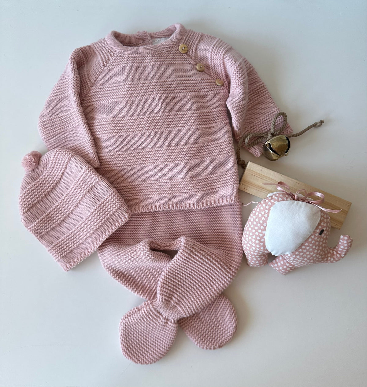 Carrapateira Cotton Knit Set — Dusty Pink – view 2