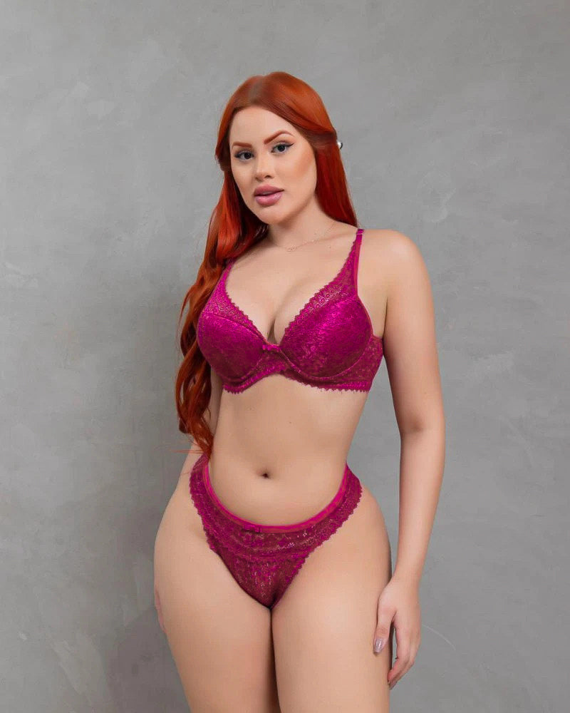 Pêra Floral Lace Set · Ruby